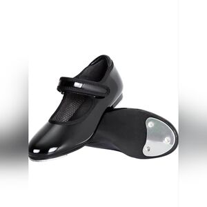 Girls Black Tap Shoes – Flat, Size 9